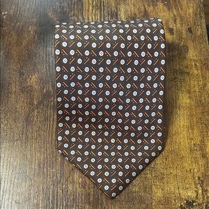 Givenchy Gentleman Paris Designer Tie Brown Geometric Pattern